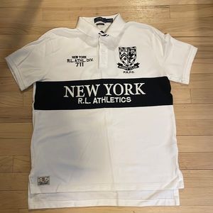 Polo Ralph Lauren White Custom Fit NY New York Rugby Club Shirt
